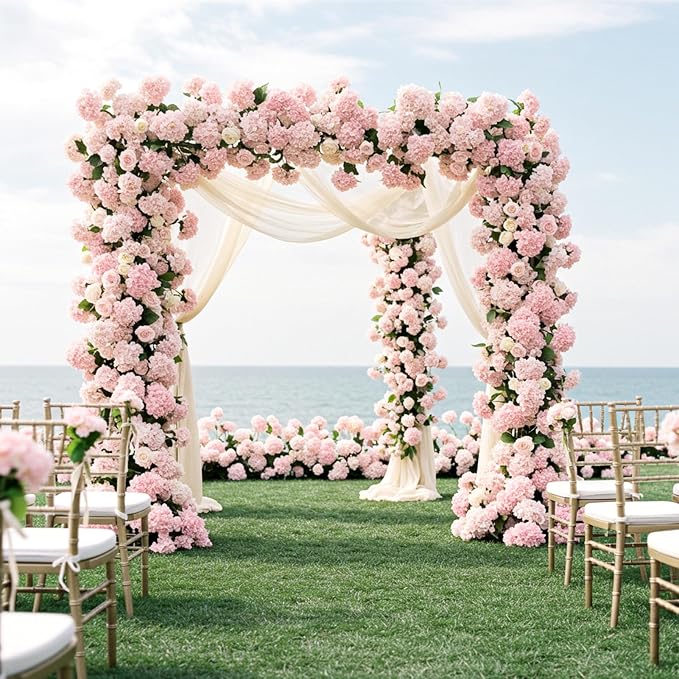 Auihiay 404Pcs Hydrangea Artificial Flowers Bulk, Faux Hydrangea Flowers | Pink - Image 6