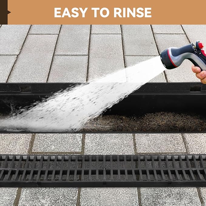 FAHKNS 6 Pack Trench Drain System, 5.9x5.1x39 Inch HDPE Drainage Trench - Image 5