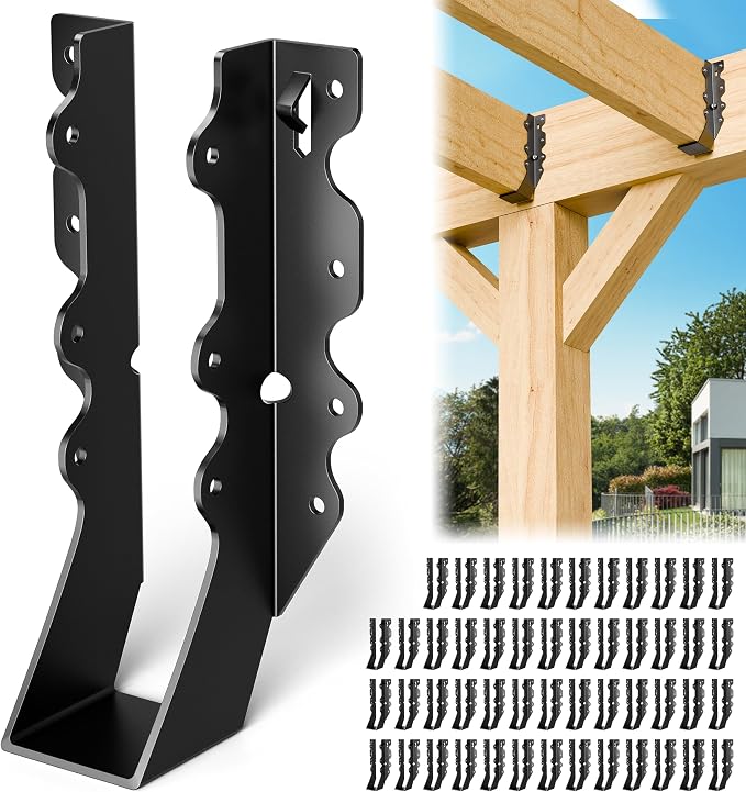 50 Pcs Black 2x8 Joist Hanger, LU28 18 Gauge Double Shear Face Mount Joist by Chenteel
