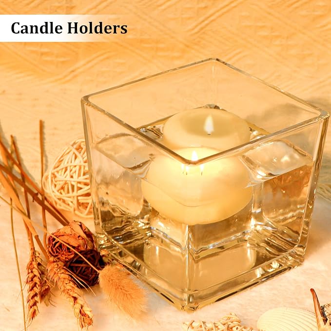 6 Pack Square Glass Vases 5" x5" x 5", Wedding Party Home Decor - Image 7