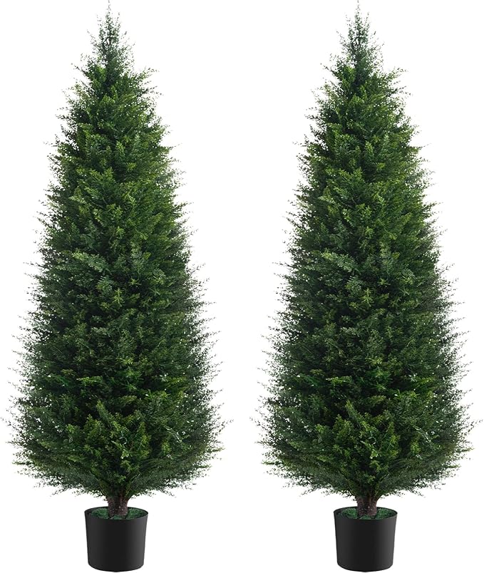Chillchard 2Pack 6FT Artificial Cedar Tree, UV Resistant Fake Pine Tree | by Chillchard