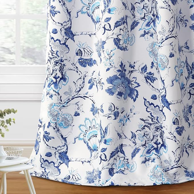 H.VERSAILTEX Blackout Curtains 108 Inch Length 2 Panels Set Floral Print by HVERSAILTEX