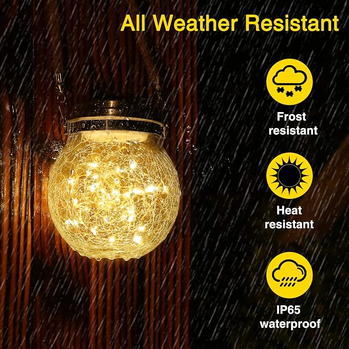ROSHWEY 4 Pack Solar Lanterns Outdoor Waterproof, Gifts - Image 6