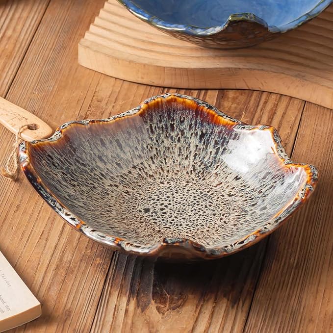 8" Small Ceramic Decorative Bowl 1 Pice – Irregular Rim Reactive Glaze Candy - Image 7