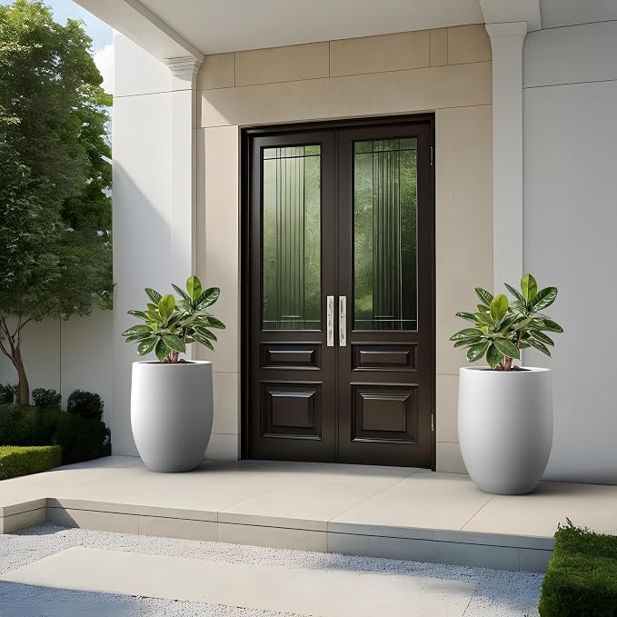 Kante White Concrete Planter 21.7" Tall All-Weather Round Large Pot - Image 4