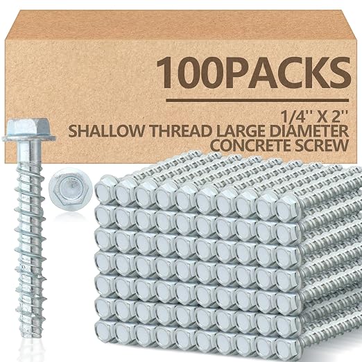 Tandefio 100 Pack 1/4 x 2 Concrete Anchors and Screw Kits Galvanized | Large by Tandefio