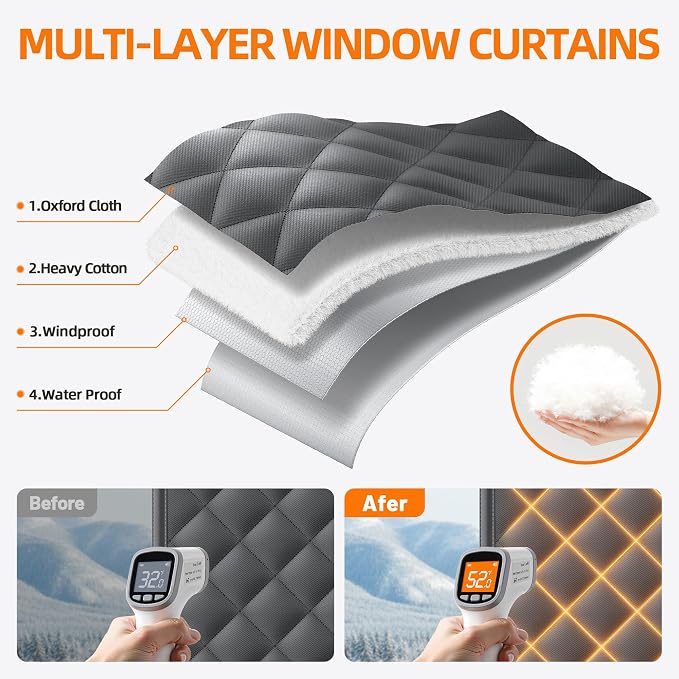 Window Insulation Kit for Winter 47"x63" Cold Weather Thermal Curtain - Image 3