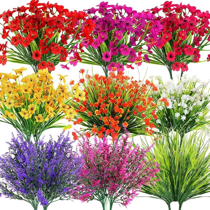 18 Bundles Artificial Spring and Summer Flowers by Dexpinzo