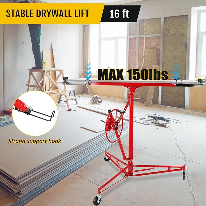 One-Person Drywall Lift Panel Hoist, 150 Lb Heavy-Duty Steel Sheetrock Jack | - Image 3