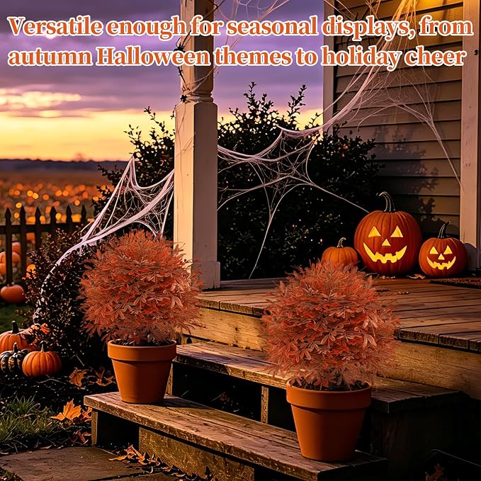 Grooy 2 Pack Artificial Fall Cedar Topiary Trees - Image 8