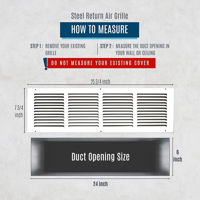 Fits 24x6 Duct Opening | Steel Return Air Grille by Handua | Vent Cover Grill - Image 3