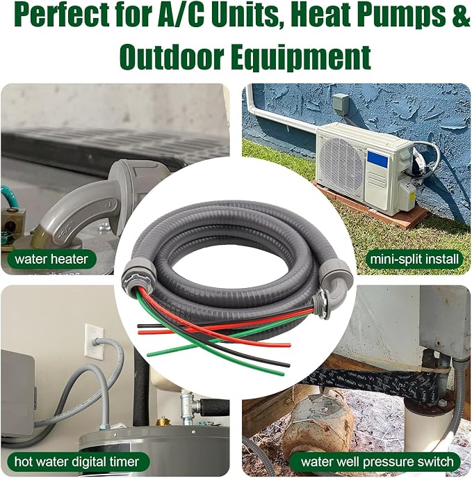6FT Liquid-Tight Conduit Kit, 1/2" Pre-Wired Electrical Whip - Image 6