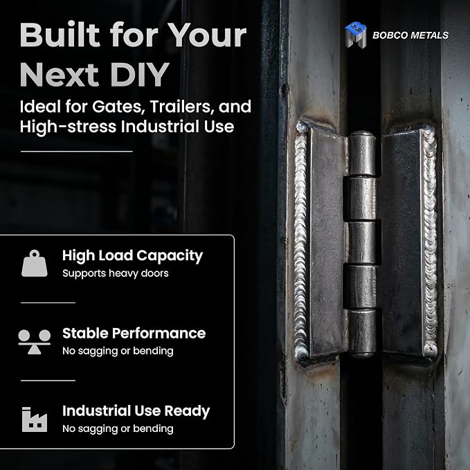 Heavy Duty Gate Hinges 4" x 4", 2 Pairs Weldable Hinges | 5/32" Thick Steel - Image 3