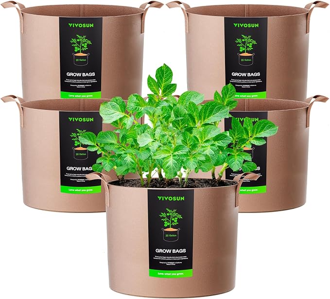 VIVOSUN 5-Pack 20 Gallon Plant Grow Bags Fabric Pots by Unknown