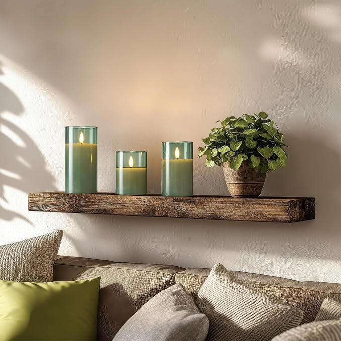 Amagic Green Glass Flameless LED Candles Battery Operated - Image 4