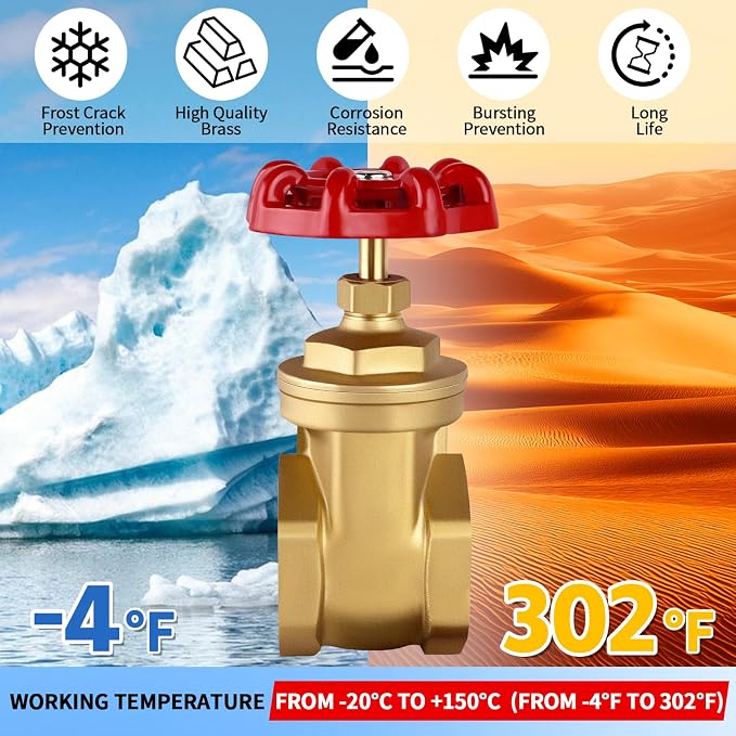 3’’ NPT Brass Gate Valve, 200 WOG Manual Rotary Sluice Valve - Image 4