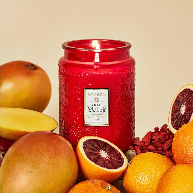 Voluspa Goji Tarocco Orange Large Scented Candle Jar 18 Oz, 100 Hr Burn | - Image 2
