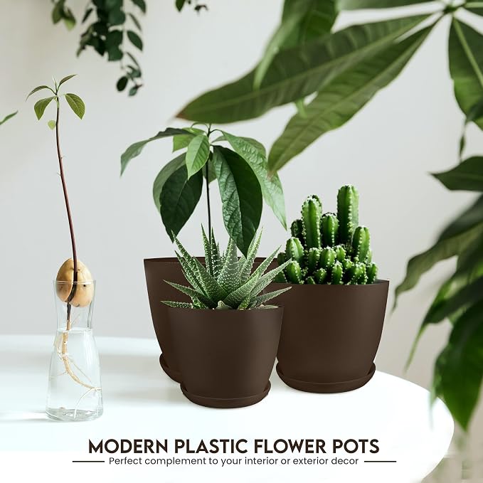 Plant Pots Indoor with Drainage, 5 Pack Multi-Size Planters Set - Image 5