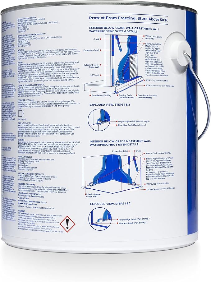 Ames Blue Max Liquid Rubber Waterproofer, 1 Gallon, floors & more. - Image 2