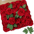 AmyHomie Dark Red Rose 25pcs Real Looking Artificial Flowers w/Stem | Bouquet by AmyHomie