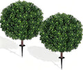 27.5" Artificial Boxwood Topiary Ball Tree, UV Resistant Faux Evergreen Boxwood by Unknown