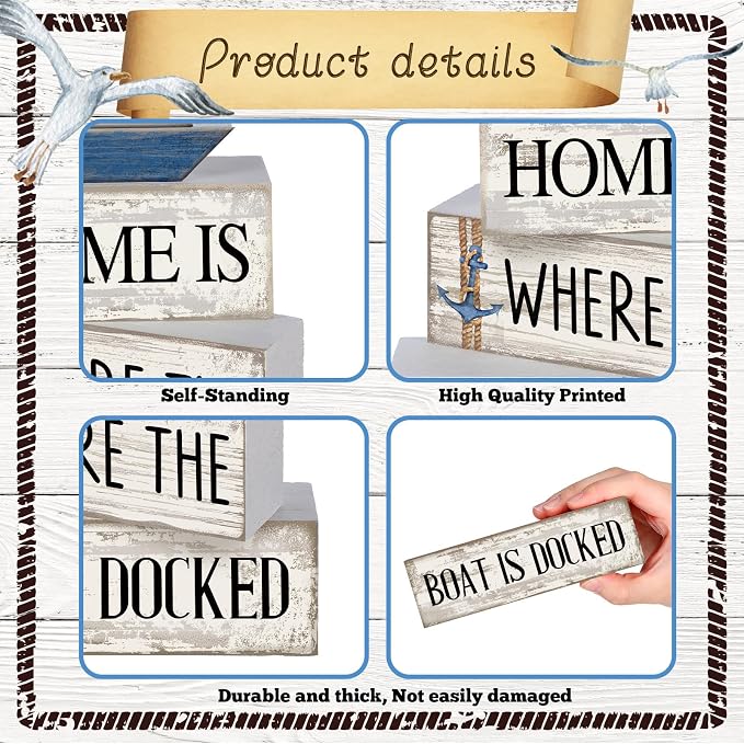Conelist 4 Pcs Farmhouse Table Decoration Home Sweet Decor, Home Boat | This is - Image 6