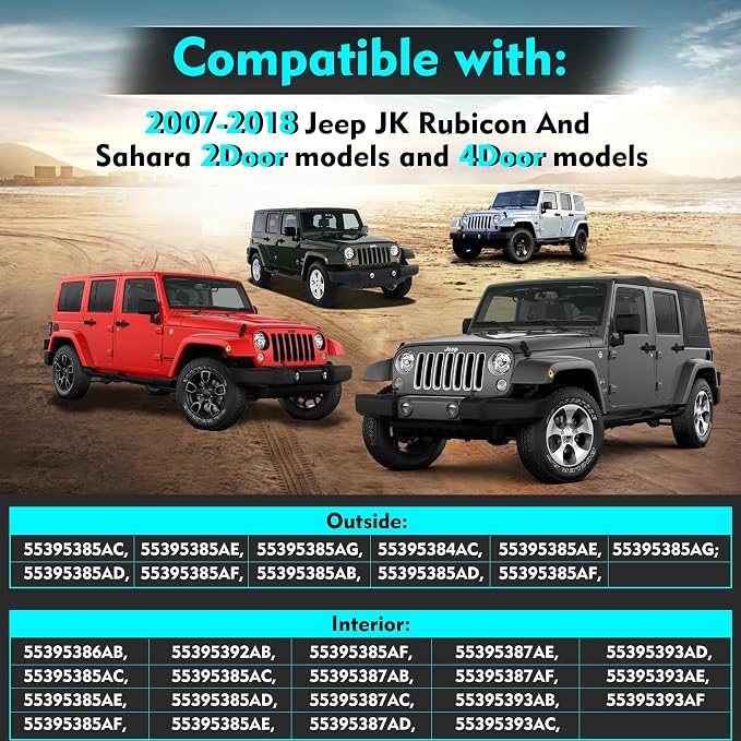 4 Door Hinge Assembly Kit for 2007-2018 Jeep Wrangler JK & JKU Unlimited | - Image 2