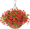 Artificial Fake Hanging Red Plants Flowers Basket by HyeFloraartificialflowers