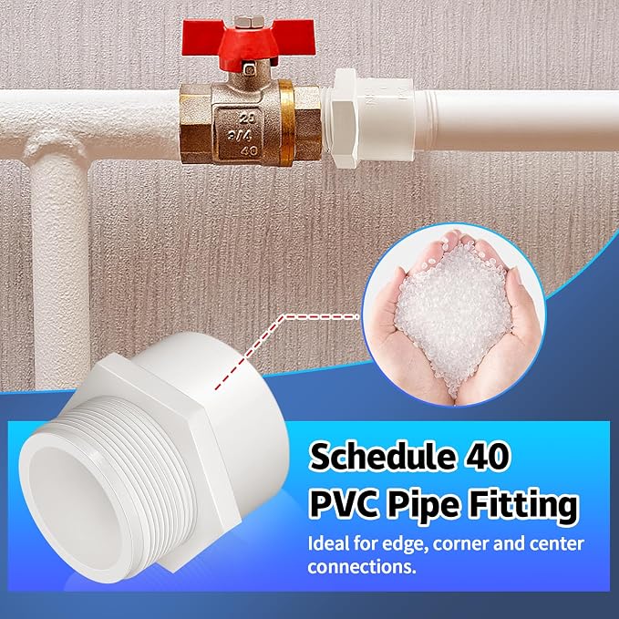 2Pcs White PVC Pipe Fittings, 4inch NPT Male Thread Pipe Fitting Adapter - Image 6