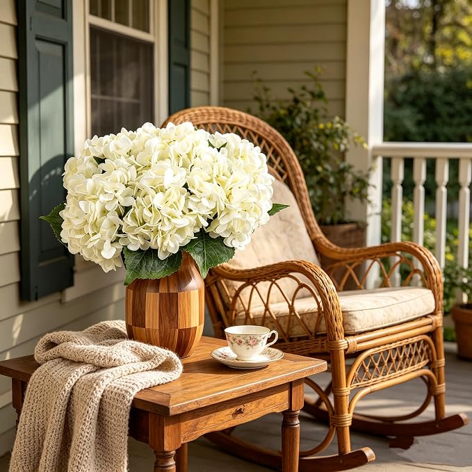 Kimura's Cabin 6Pcs Fake White Hydrangea Artificial Flowers Silk Hydrangeas | - Image 5
