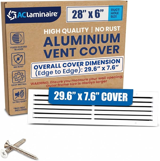 28x6 Aluminum Wall Ceiling Air Return Vent Cover HVAC Rustproof Grille by ACLAMINAIRE