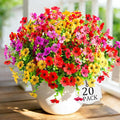 20 Pcs Artificial Flowers for Outdoors Fake Flowers UV Resistant, Artificial by Cherica