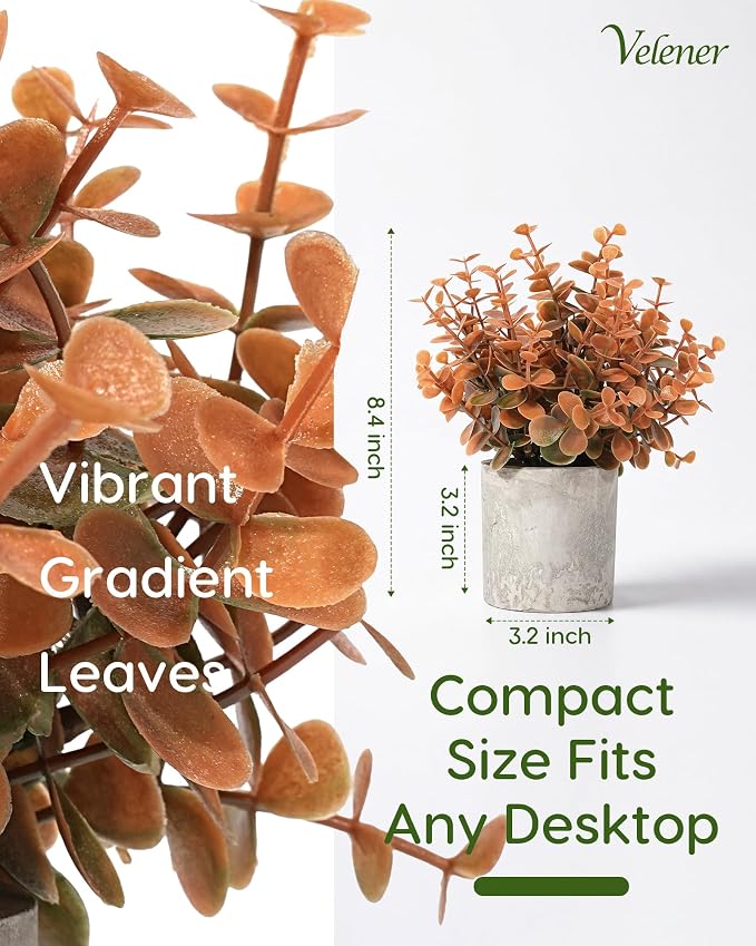 Velener Small Fake Eucalyptus Plant Artificial Potted Plants Indoor - Image 2