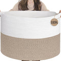 INDRESSME 115L Extra Large Woven Rope Blanket Basket Living Room LightBrown | by INDRESSME