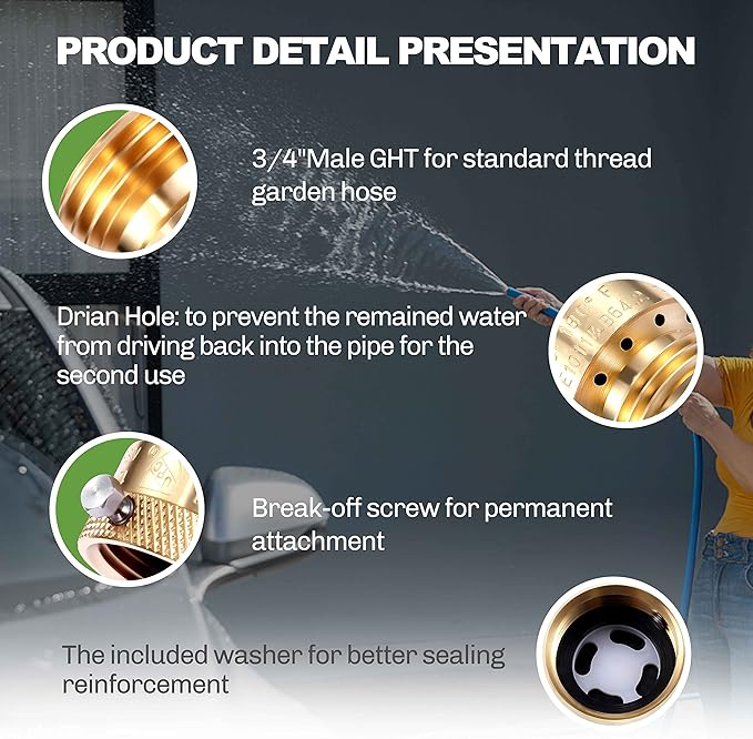 4 Pack Brass 3/4" Inch GHT Hose Bibb Backflow Preventer Vacuum Breaker | - Image 4