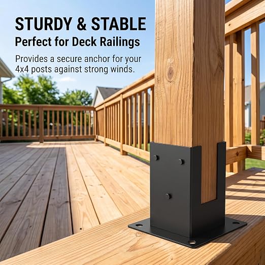 4×4 Post Base 8Pcs, Inner Size 3.58"x3.58" Post Brackets, Heavy Duty - Image 4