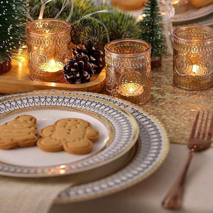 DEVI 24pcs Gold Glass Votive Candle Holders, Wedding Decorations, Bridal Shower - Image 2
