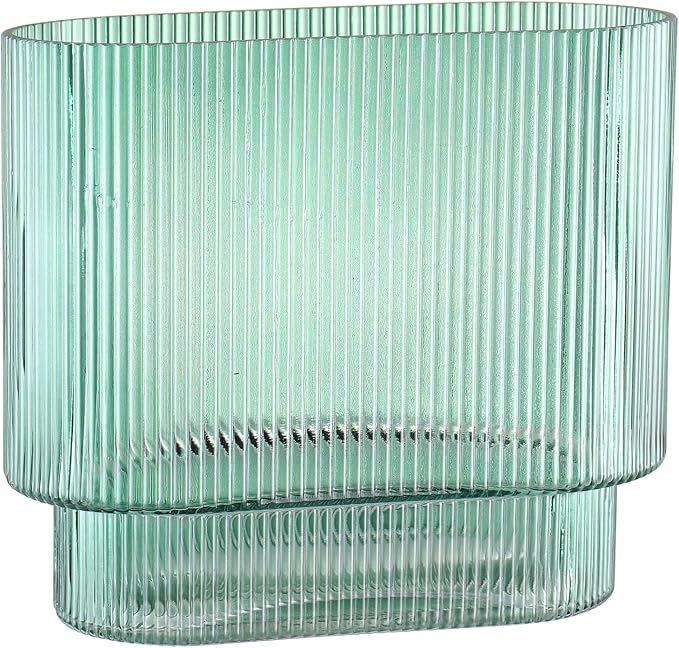 Ribbed Glass Vase, Fluted Short Vases by YANWE