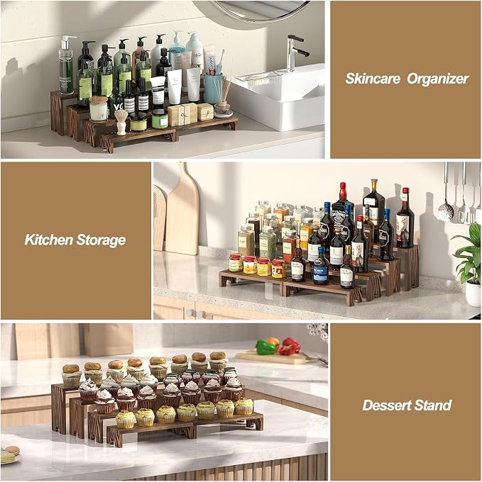 4 Set Wooden Tiered Risers Display Stands - Image 6