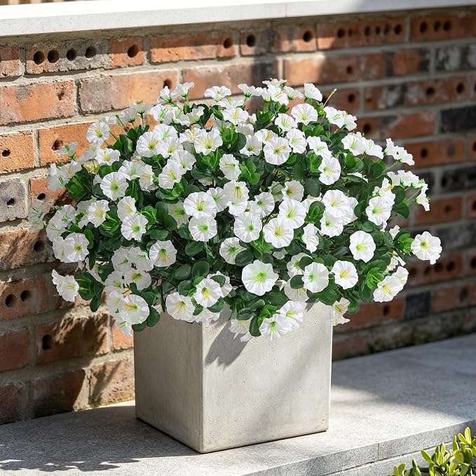 Artificial Flowers for Outdoors Fake Plants Outside Decoration, 4 Bundles Silk - Image 2