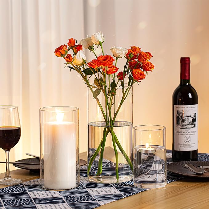 PHOSPHOR Hurricane Candle HoldersFor Pillar Candle Clear Glass Cylinder - Image 6