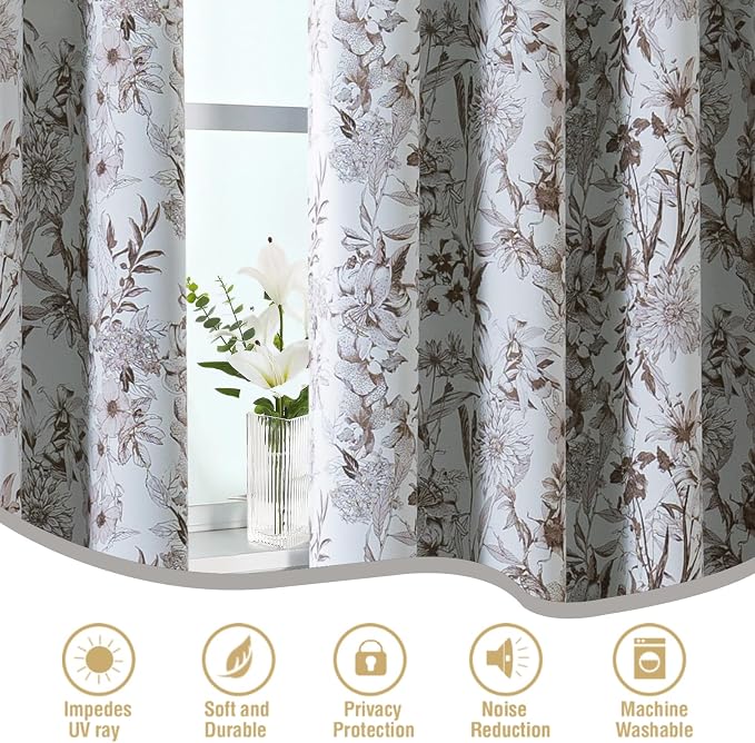 H.VERSAILTEX Blackout Curtains 84 Inch Length 2 Panels Set Floral Print Curtain - Image 6