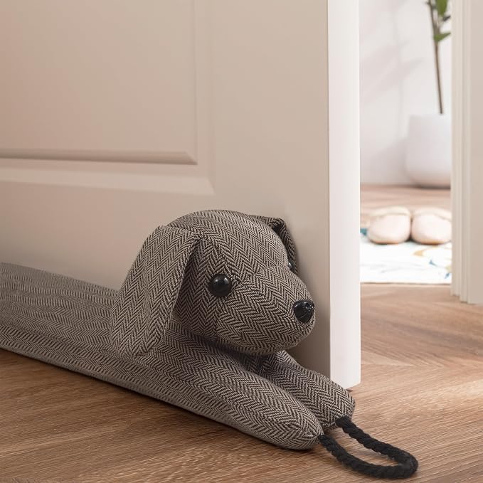 habibee Door Draft Stopper, Weighted Noise Blocker 42 in Coffee Dog | Robust - Image 5