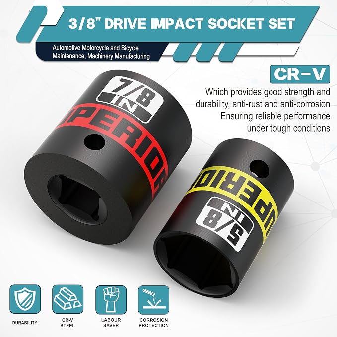 12 Piece 3/8" Drive Impact Socket Set, 5/16" - Image 3