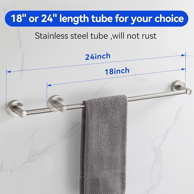 BGL Bathroom Accessories Set 4-Pieces Shiny Brushed Nickel Zinc Alloy Wall - Image 2