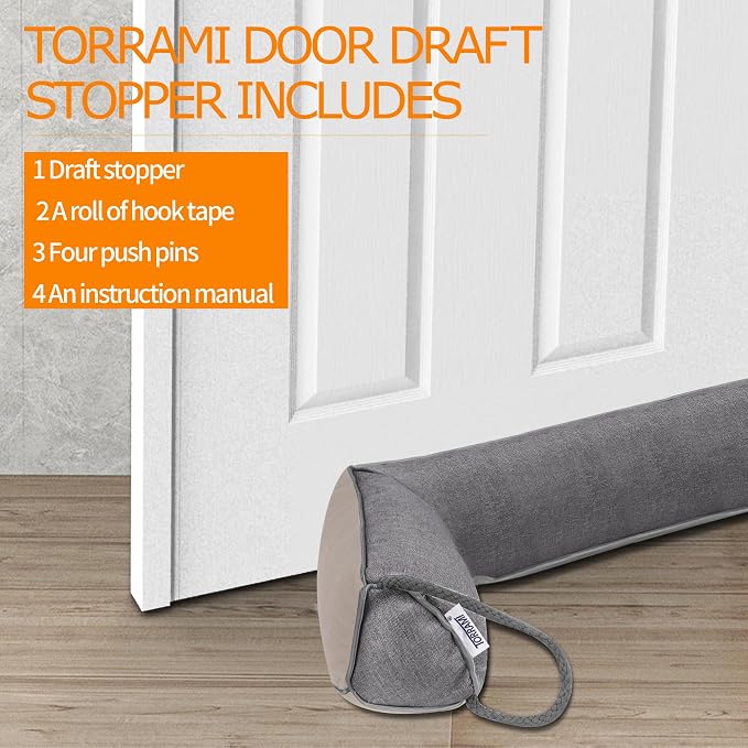 TORRAMI 32" Door Draft Stopper for Bottom of Doors, Seal Blocks Hot Air - Image 6