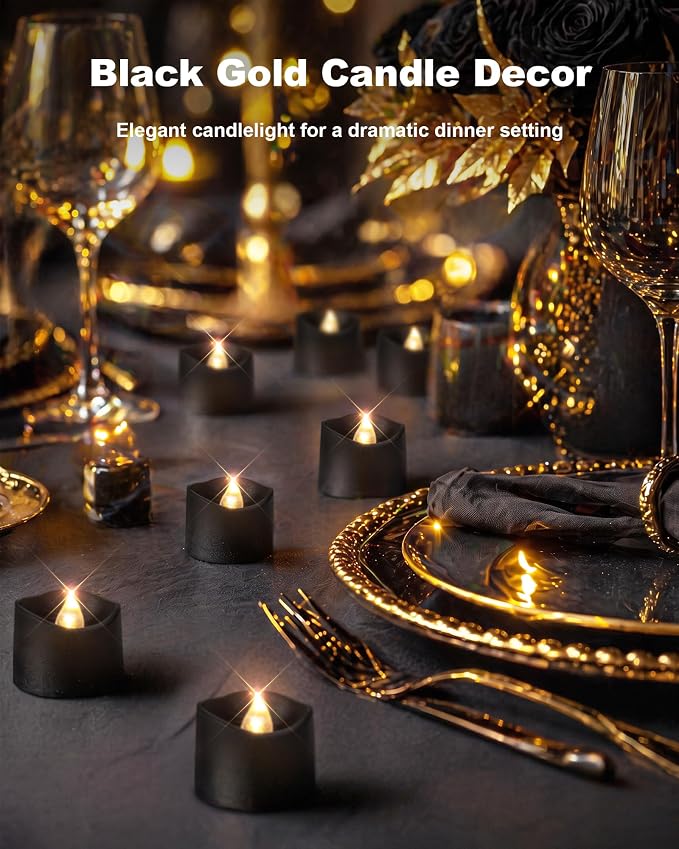 Homemory 24-Pack Black Flameless Battery Tea Light Candles, 200+ Hours | - Image 7