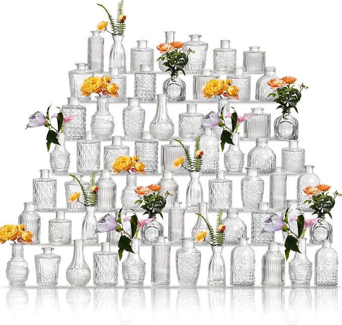 Glass Bud Vases Set of 64 by Unknown