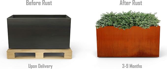 Large Rectangular Planters for Outdoor Plants | 60x20x24 Corten Steel Planter | - Image 7