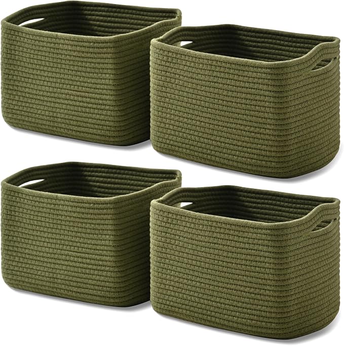 ICERZCZ Storage Basket for Shelves, Small Baskets for Organizing, Woven Cotton by ICERZCZ